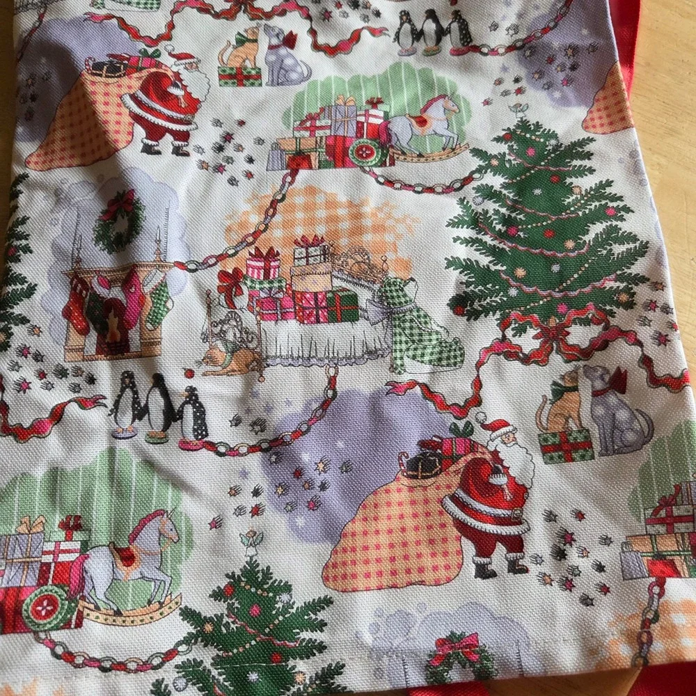 NEW Cath Kidston Dolls House Christmas Bib Cotton Apron Cath Check Holiday OSFM